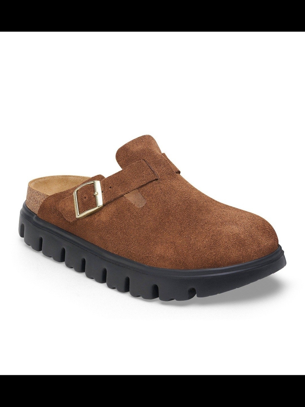 Birkenstock Boston Chunky Suede Slip-On Clog with Buckle in Dark Tea/Black - Picture 12 of 12